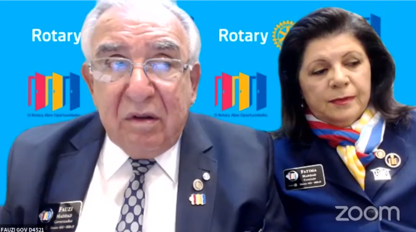 Fauzi Haddad e sua esposa Maria de Fátima na visita online ao Club Juiz de Fora Norte