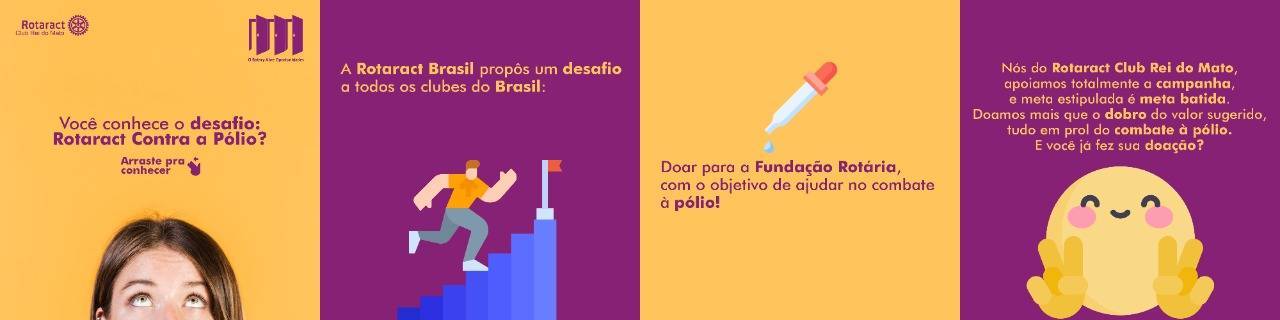 Arte comemorativa para a meta batida do projeto Rotaract Contra a Polio. Arte desenvolvida pela Comissão de Imagem Pública.